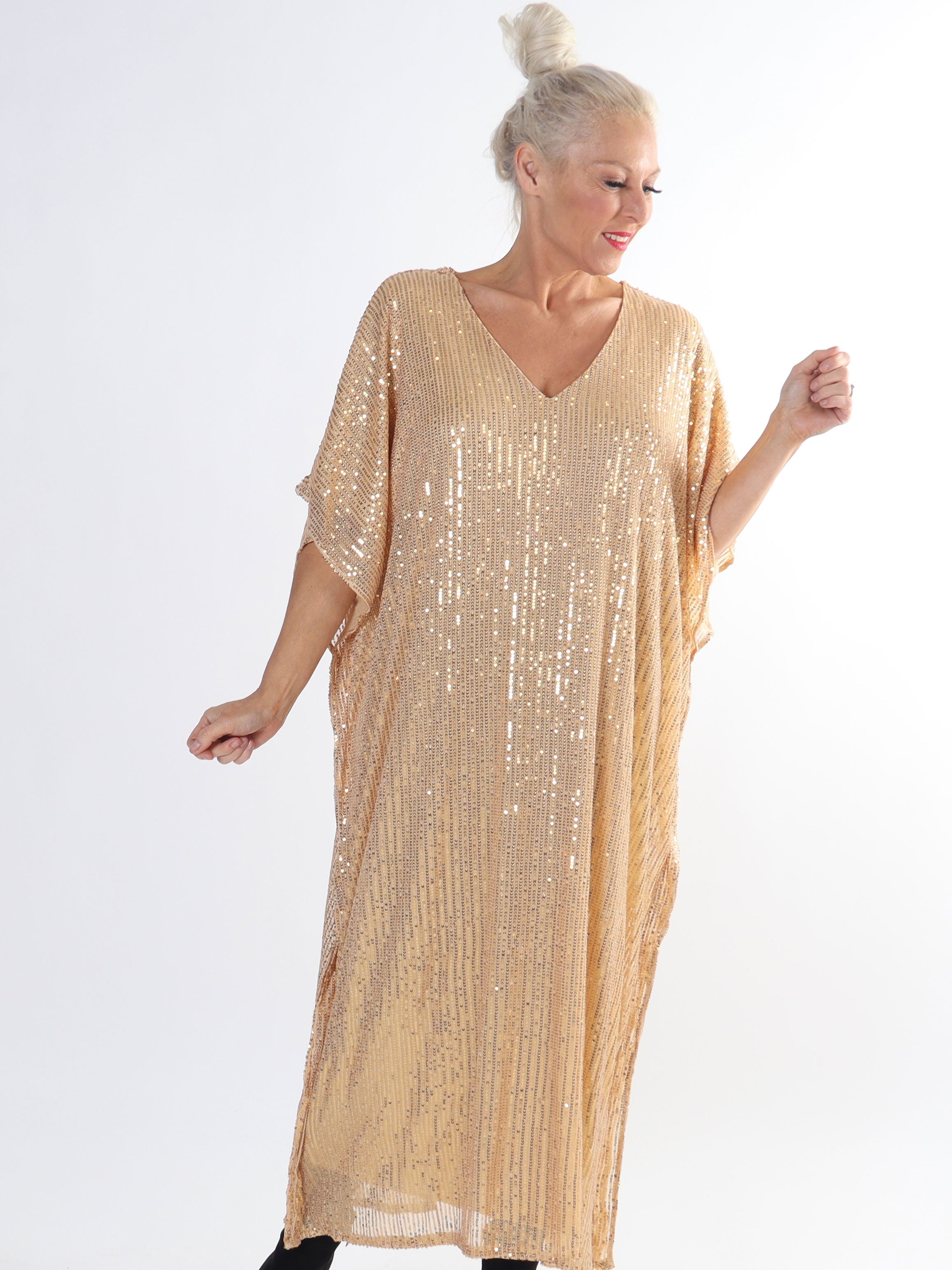 Azmina Long - Lång plus size-tunika med paljetter